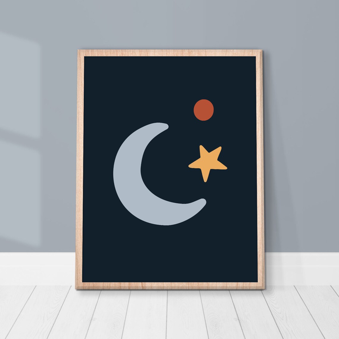 Moon Star Nursery Print Night Sky Nursery Decor Kids Room Decor Cute Boho Print Nursery Wall Art Instant - Image 2