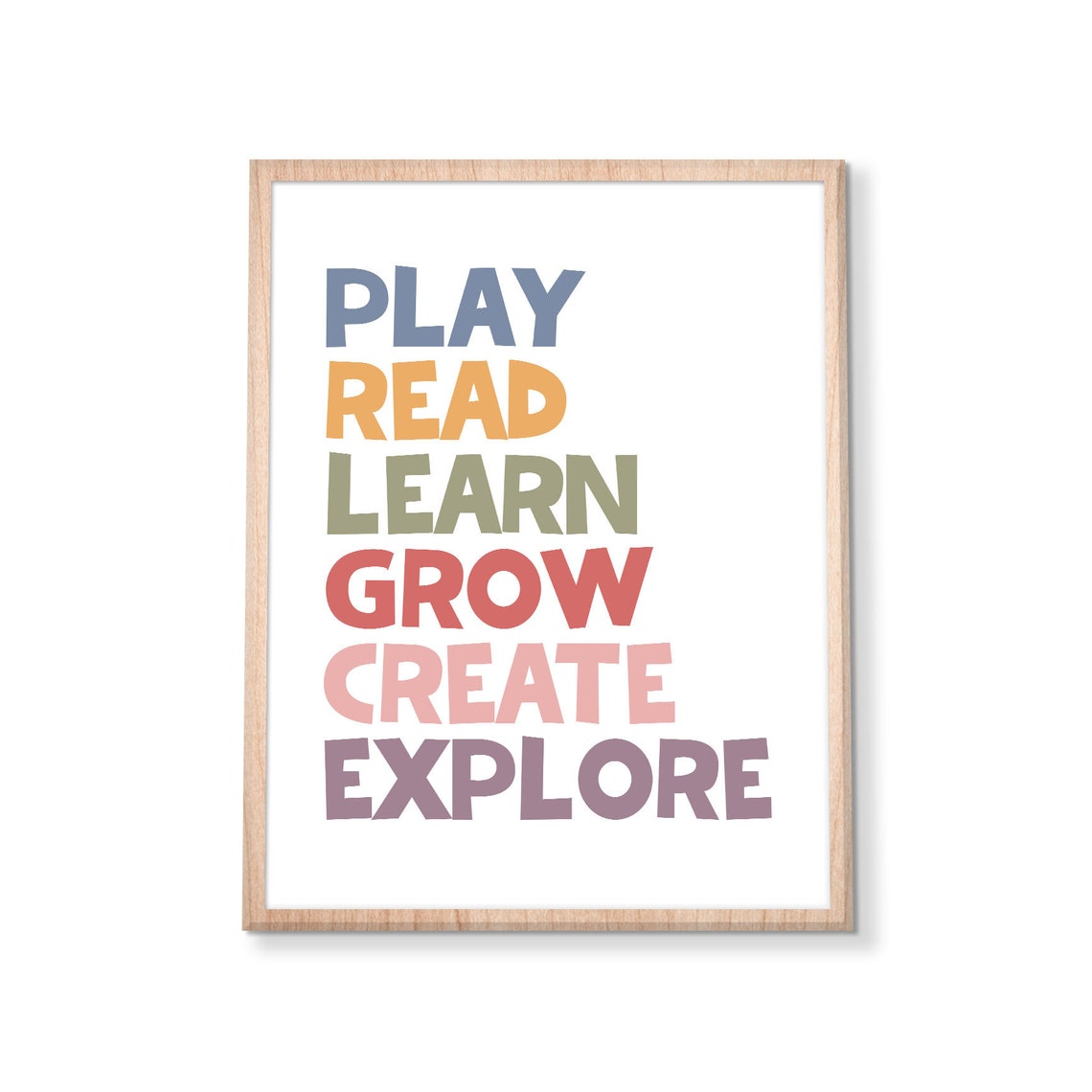 Play Read Learn Grow Create Explore Colorful Kids Classroom Poster - Image 3