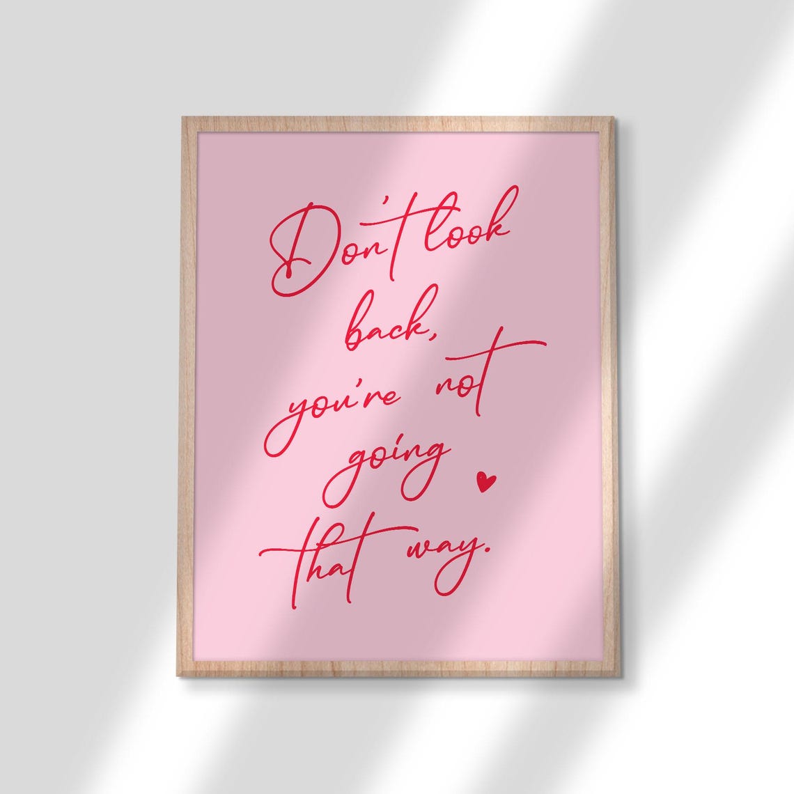 Don't Look Back Quote Poster Pink Script Inspirational Wall Decor - Image 3