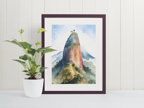 Rock Of Guatape Watercolor Art Print, Colombia Travel