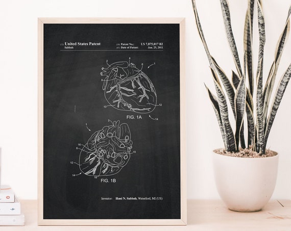 Anatomical Heart Patent Gift For Doctor Med Student Decor Gifts Prints