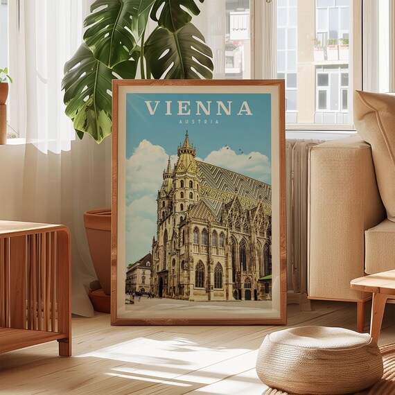 Vienna Austria St Stephens Cathedral Vintage Travel Art Poster