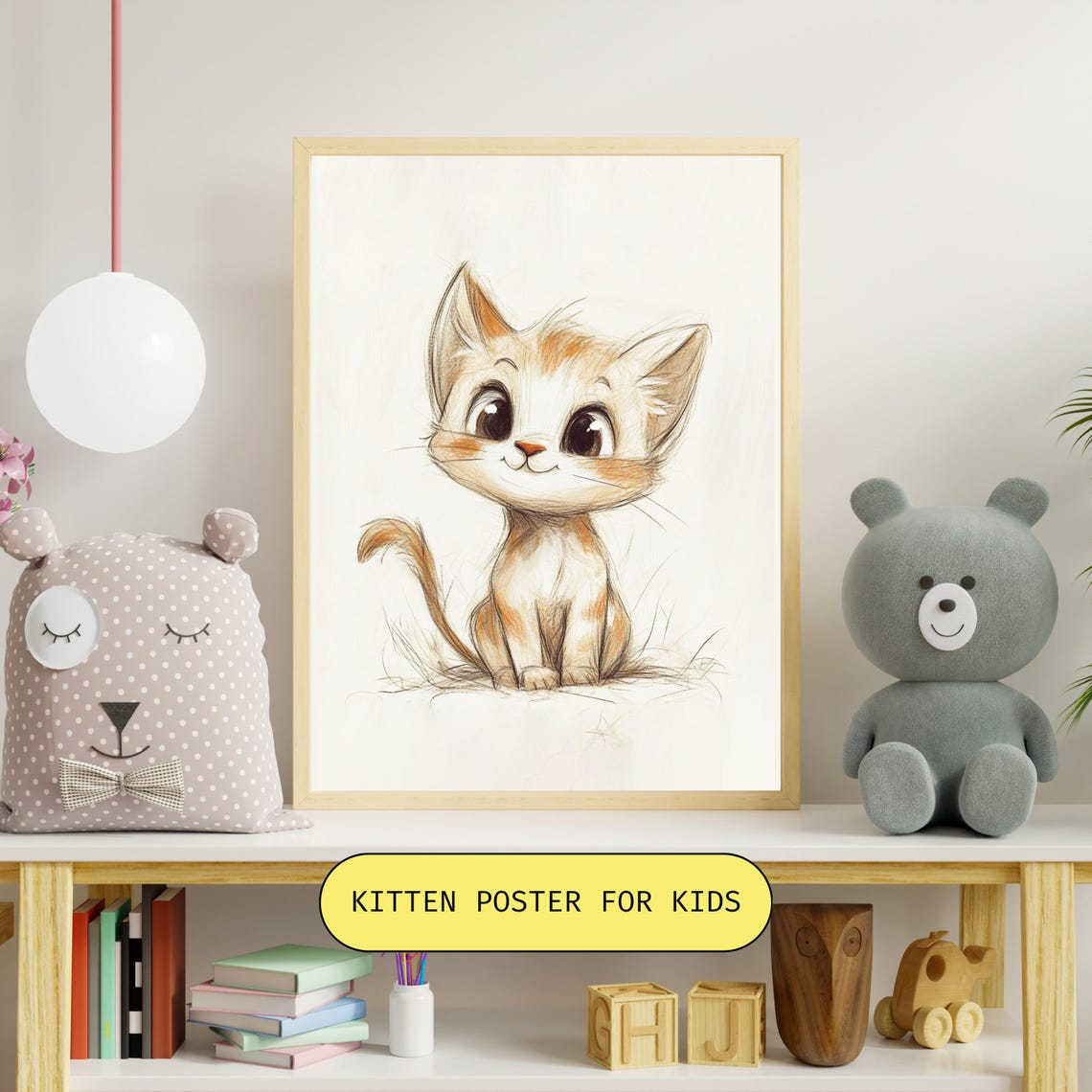 Sweet Tiny Orange Kitten With Big Sparkling Eyes Nursery Poster