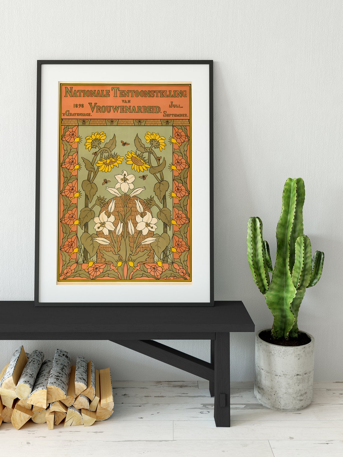 Art Nouveau Sunflowers Vintage Magazine Poster