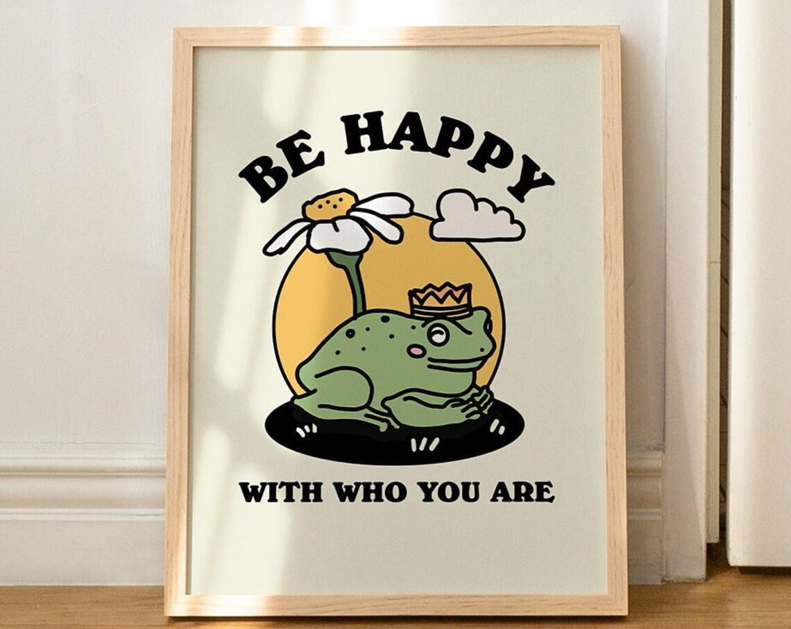Cute Frog Love Yourself Quote Poster, Positive Decor