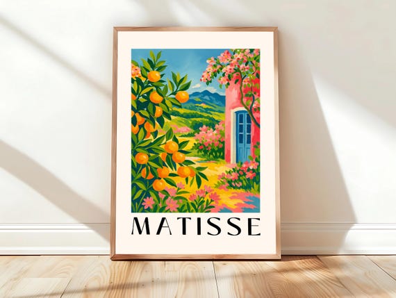 Spanish Oranges Poster Mid Century Modern Matisse Art Print Pink Dopamine Decor Travel