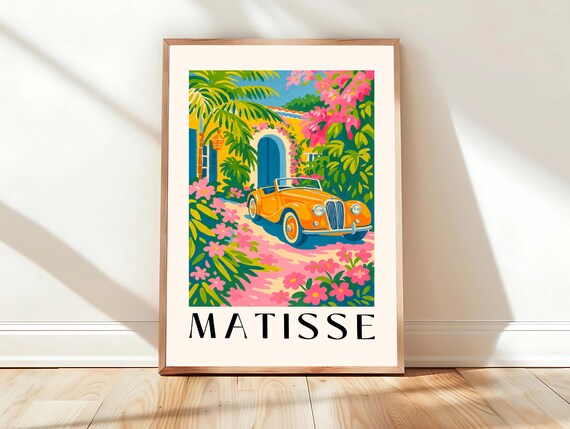 Matisse Style Vintage Orange Convertible Courtyard Art Print