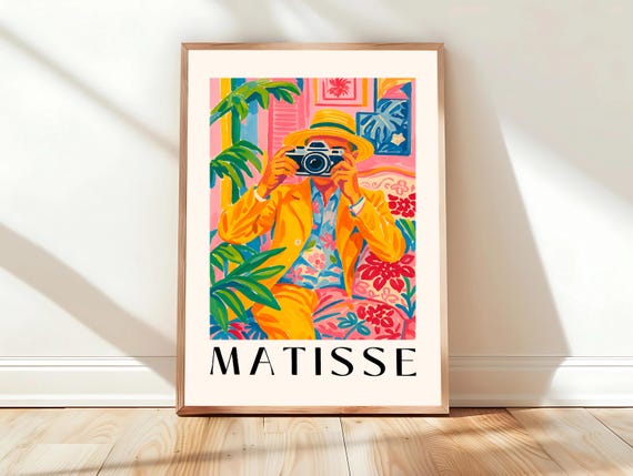 Photographer Art Print Vintage Camera Poster Maximalist Dopamine Decor Matisse Summer Holiday Wall