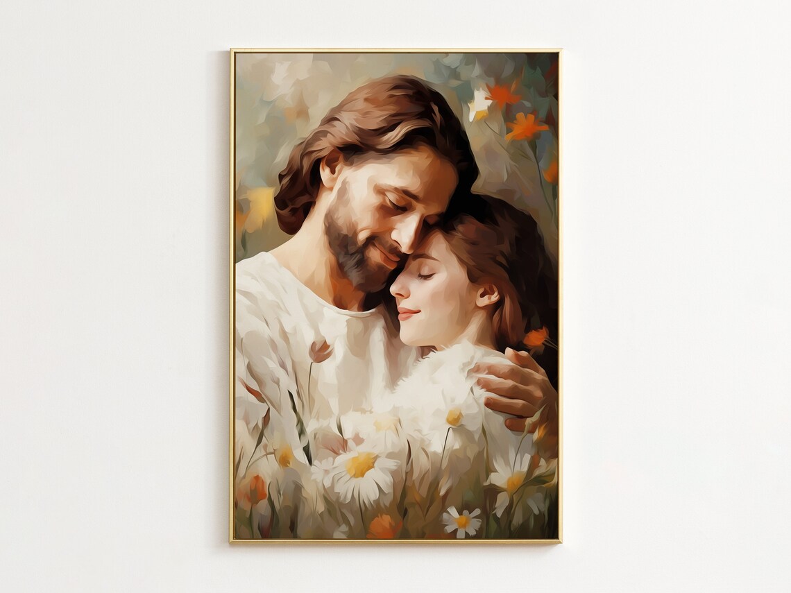 Jesus Hugging Woman Jesus Heals A Woman Jesus And Woman Christian Wall Art Baptism Decor Religious Wall Art Church Decoration Hallway