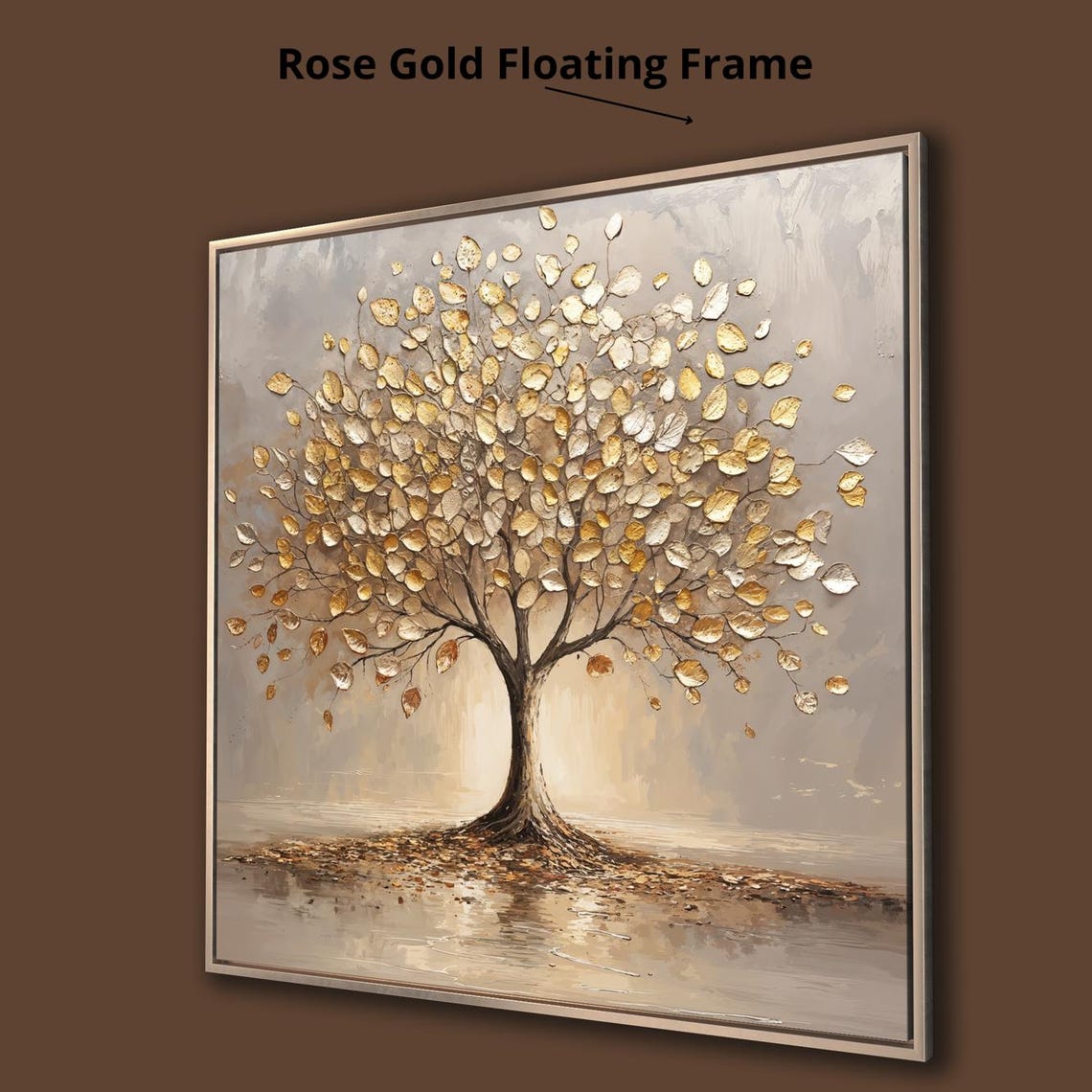 Golden Leaf Tree Textured Neutral Elegant Modern Nature Art Poster - Image 3