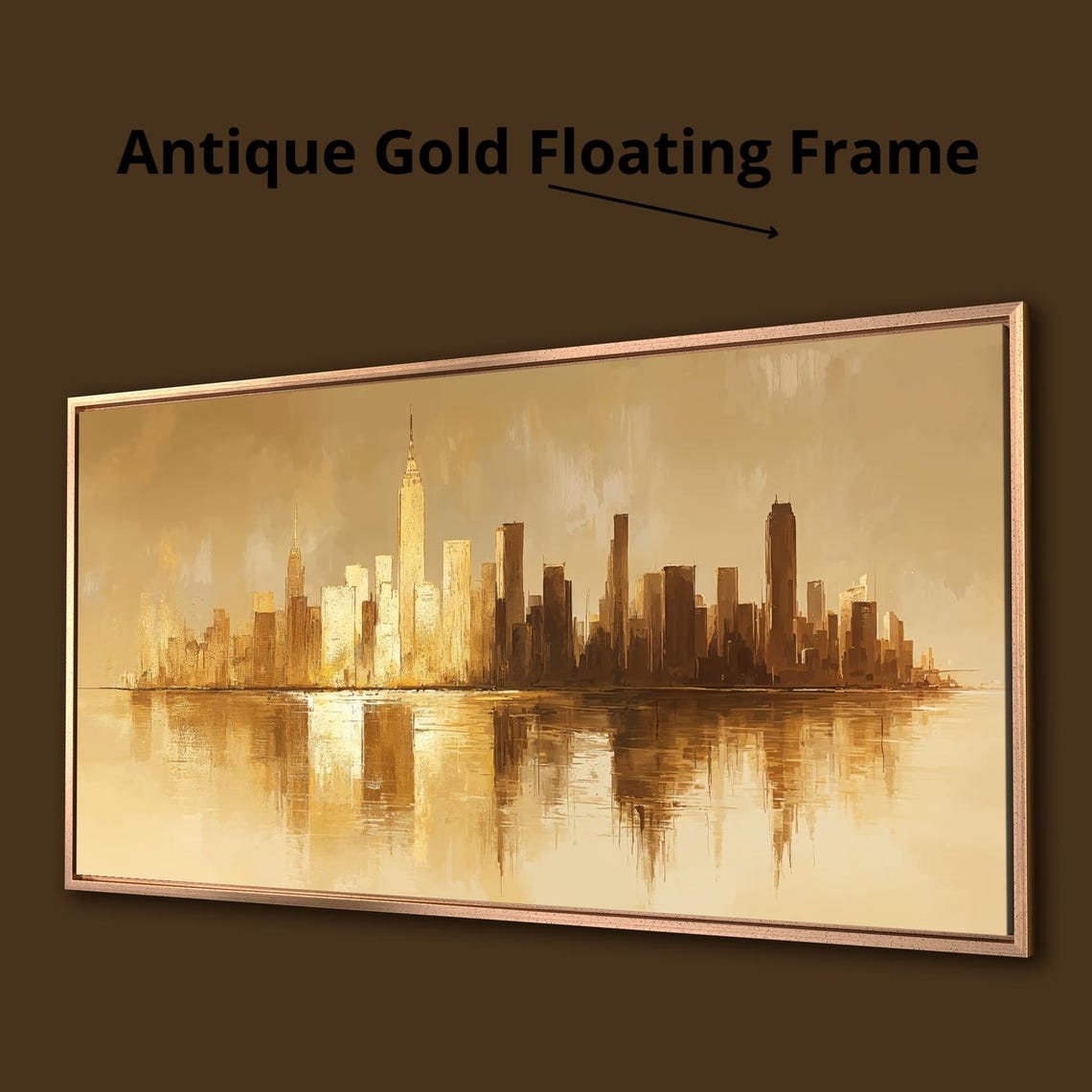 Golden City Skyline With Tall Spire Reflecting On Calm Water Poster - Image 4