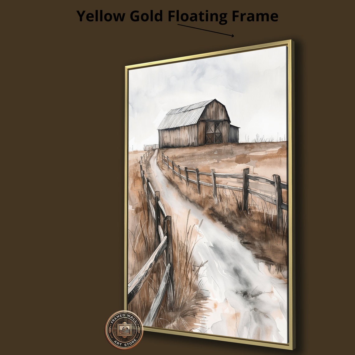 Farmhouse Framed Print Rural Landscape Wall Art Wooden Barn And Fence Painting Print Farm Of Life Rustic Decor Ready To Hang - Image 3