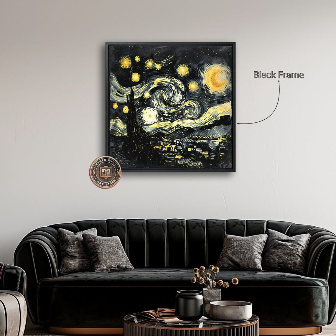 Starry Night Swirling Sky Crescent Moon Van Gogh Style Classic Art Poster - Image 2