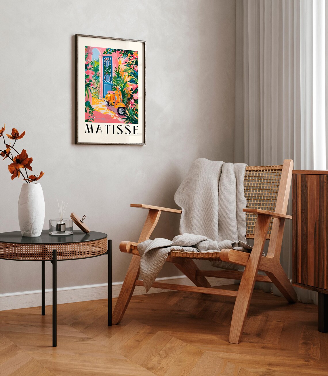 Matisse Style Yellow Vespa Scooter by Blue Door Garden Art Poster - Image 2