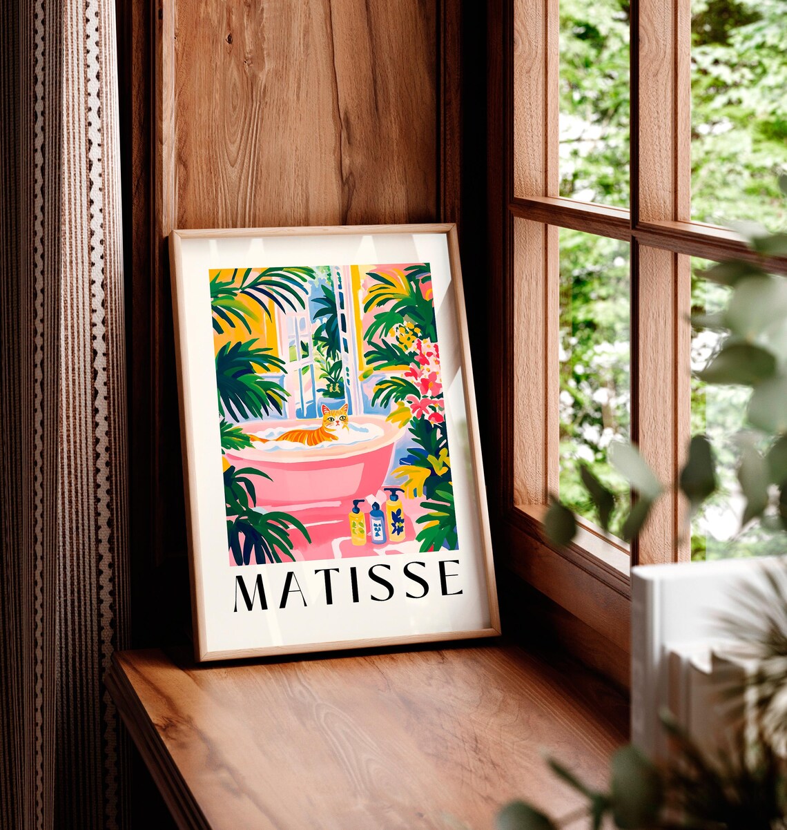 Tabby Cat In A Bathtub, Matisse-Inspired Art Print - Image 5