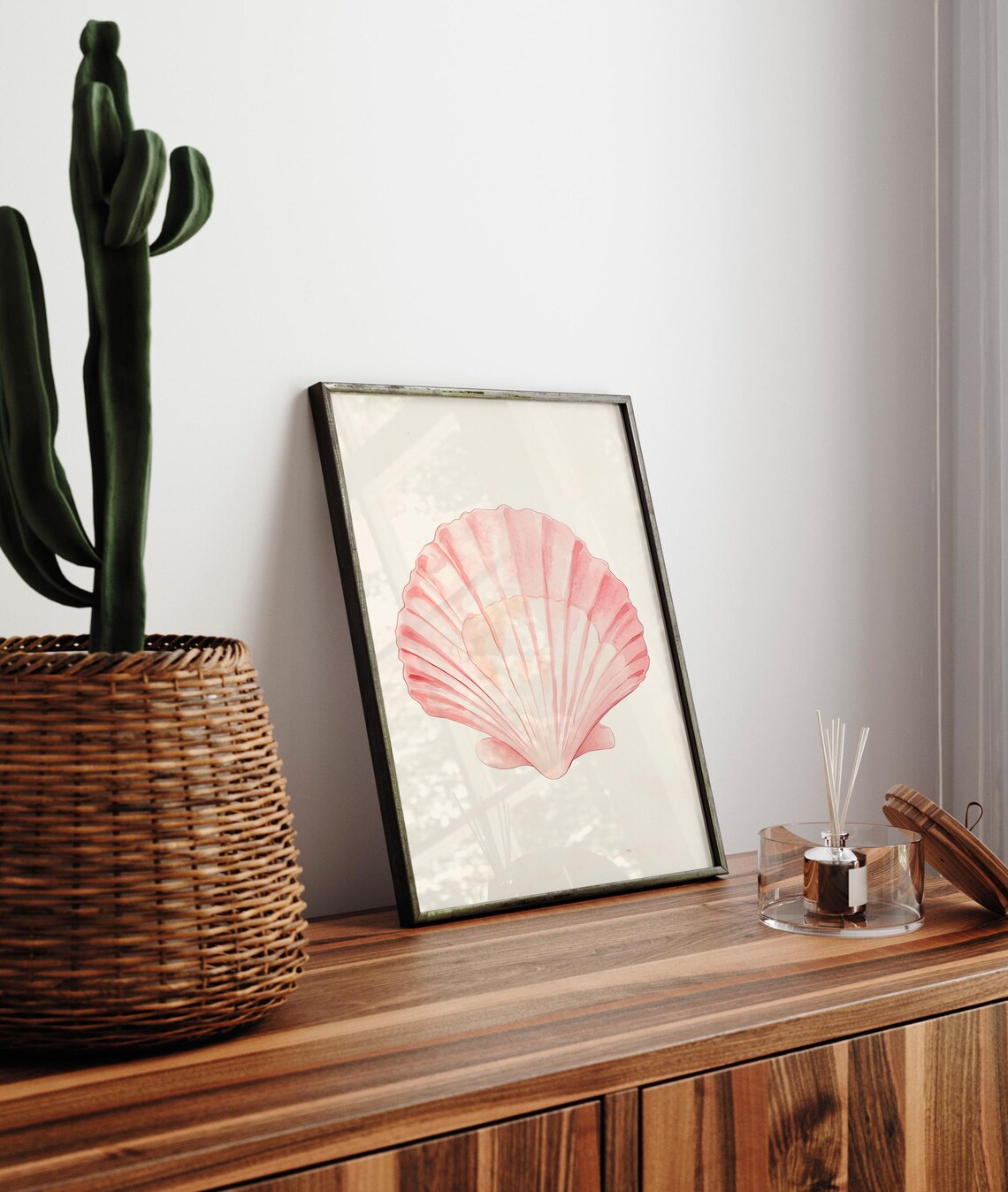 Soft Pink Seashell Poster, Beachy Coastal Decor - Image 3