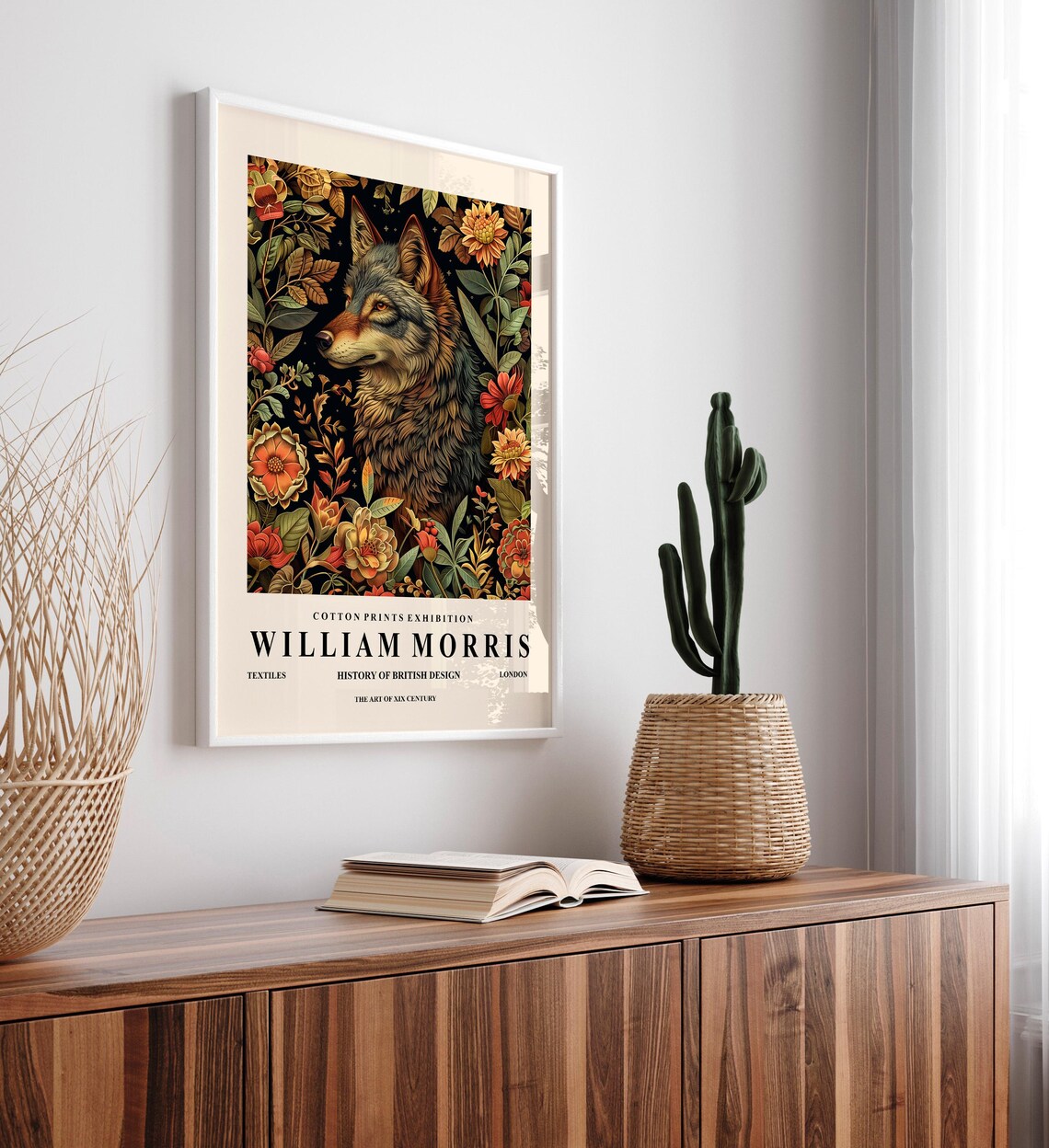 Wolf Art Print, William Morris Dark Cottagecore - Image 6