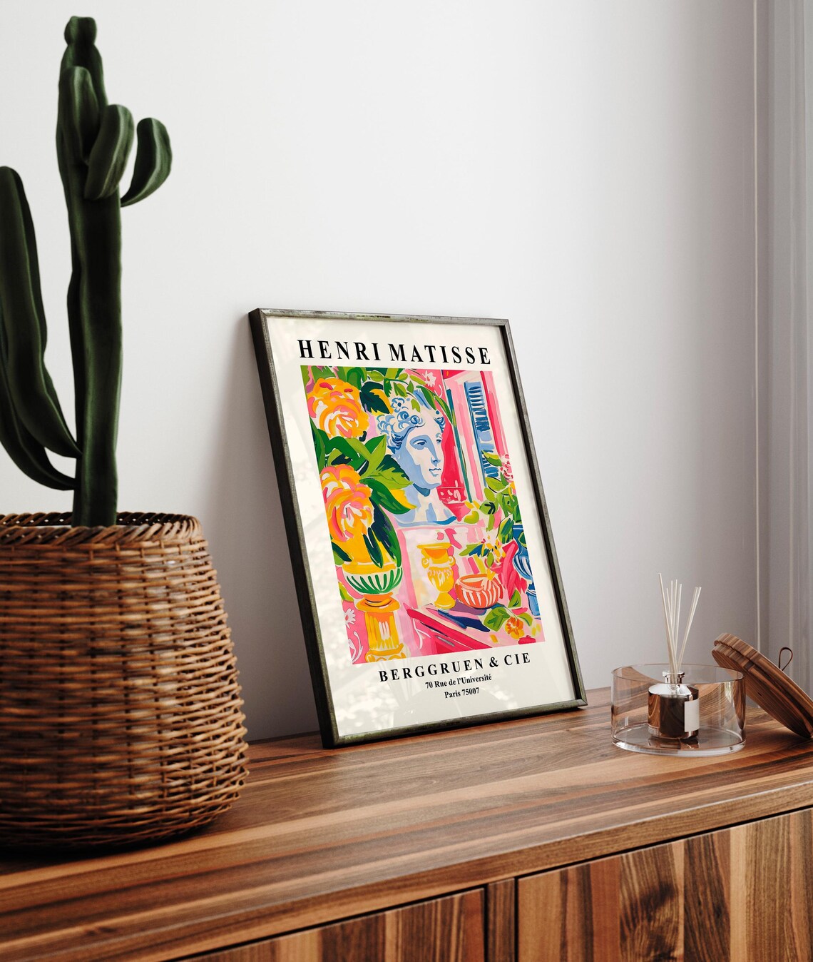 Henri Matisse Style Greek Statue Bust with Roses Still Life Art Poster - Image 3