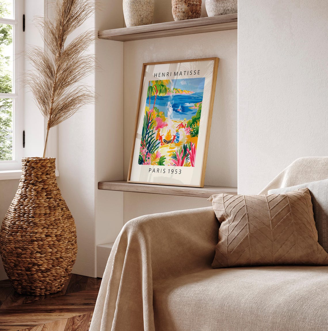 Henri Matisse Style Beach Bonfire at Sunset Tropical Party Art Poster - Image 2