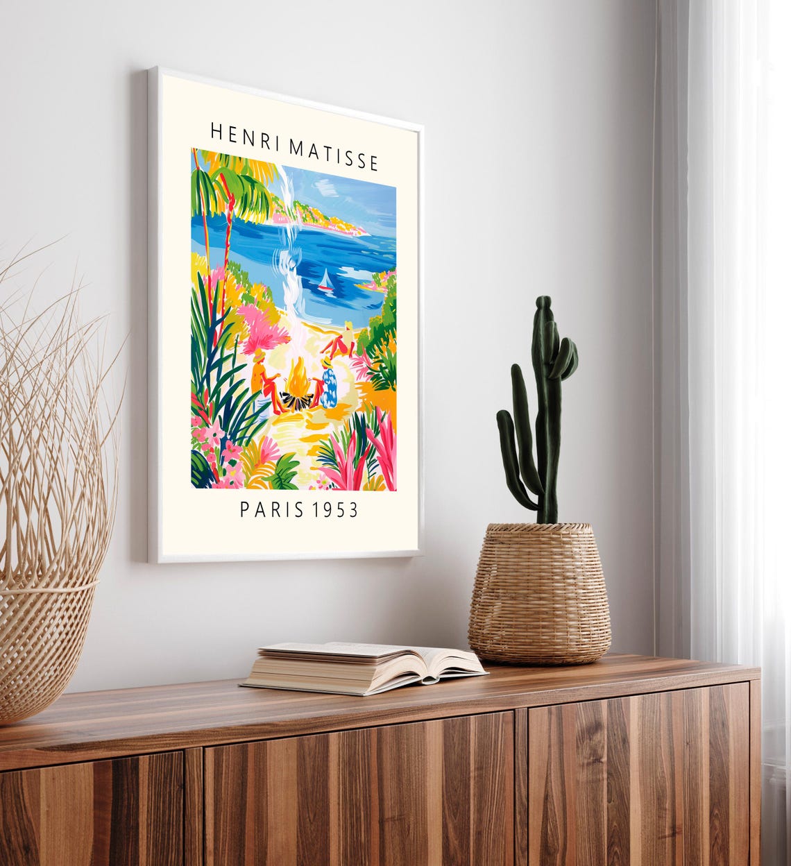 Henri Matisse Style Beach Bonfire at Sunset Tropical Party Art Poster - Image 5