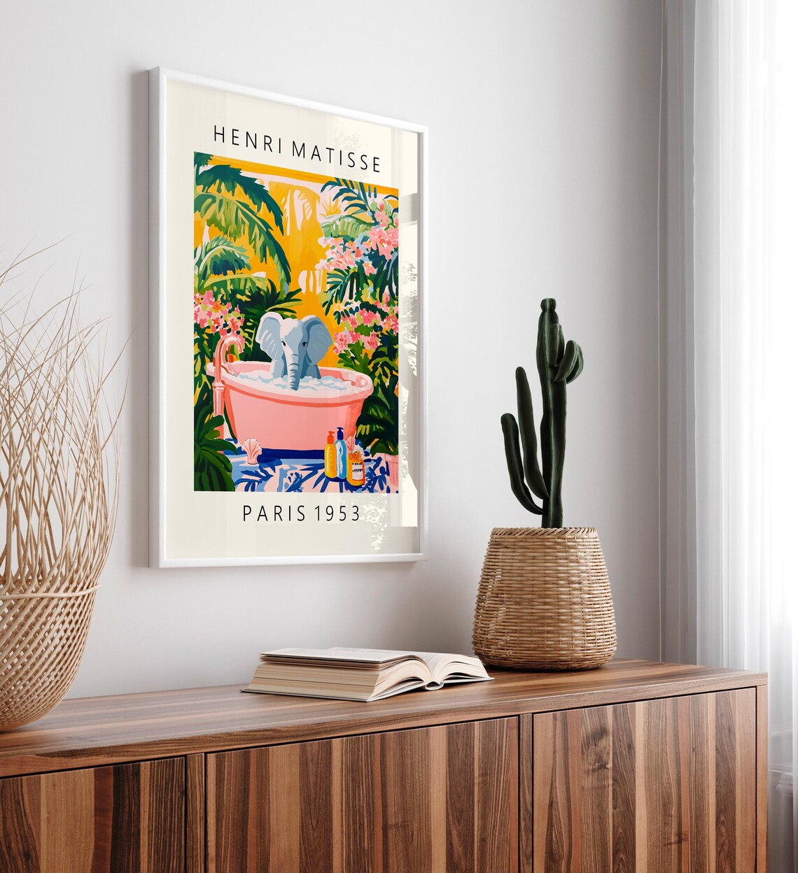 Elephant In Bathtub Funny Poster, Matisse-Inspired - Image 4