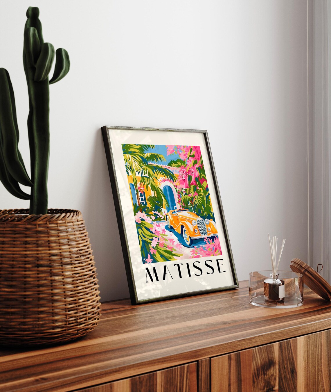 Matisse Style Vintage Orange Convertible Car Garden Villa Art Poster - Image 3