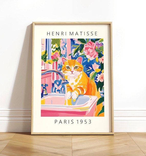 Orange Tabby Cat, Matisse Style Art Print