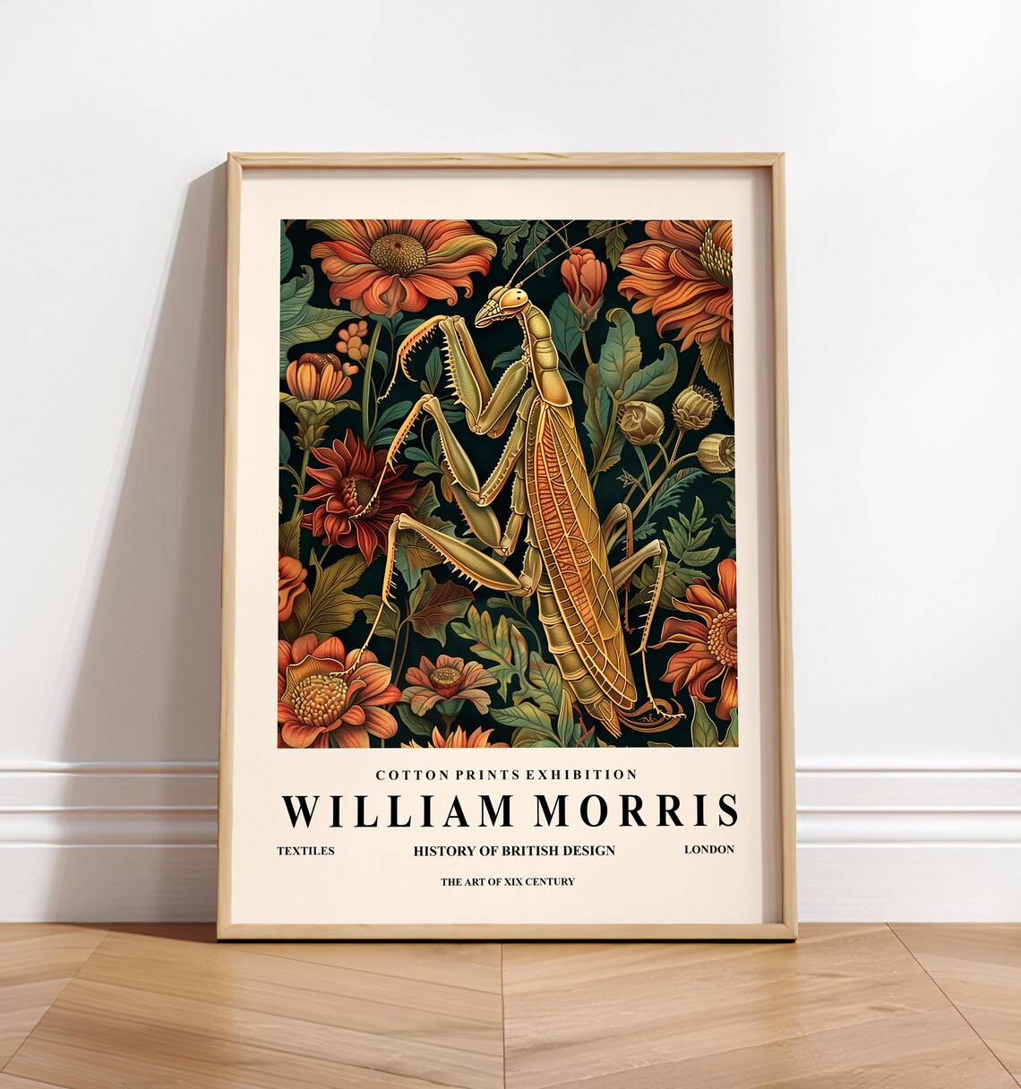 Praying Mantis Botanical Art Print, William Morris Print