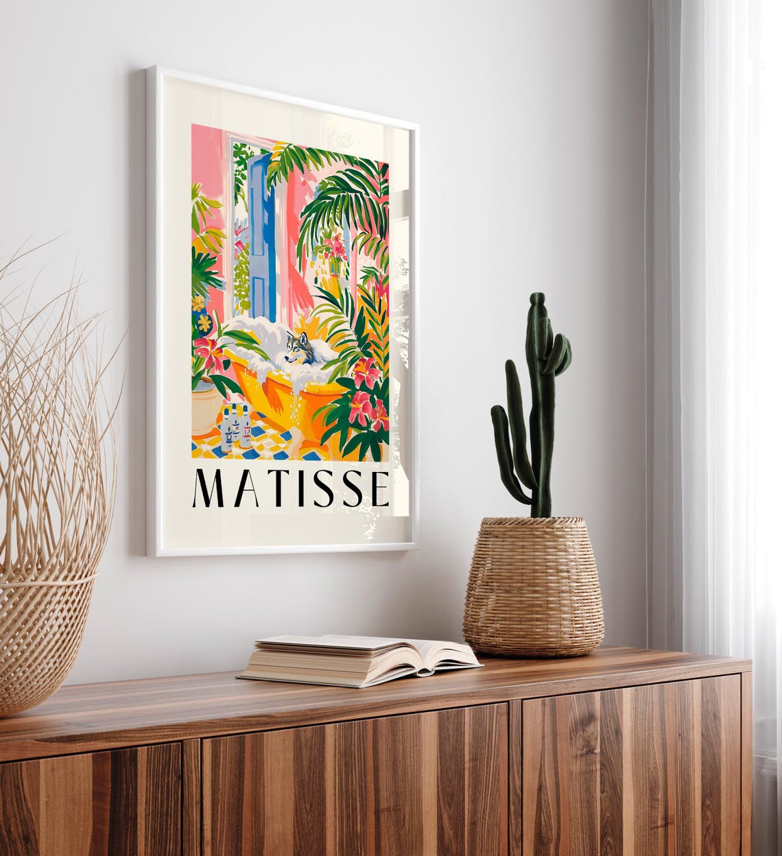 Matisse Style Wolf Bubble Bath Yellow Tropical Floral Poster - Image 6