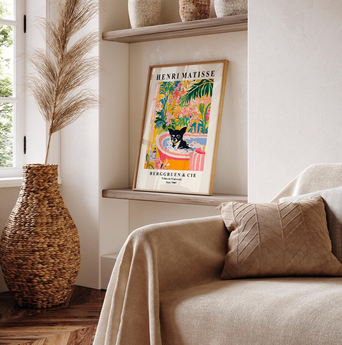 Black Chihuahua Aesthetic Art Print, Matisse-Inspired Boho - Image 6