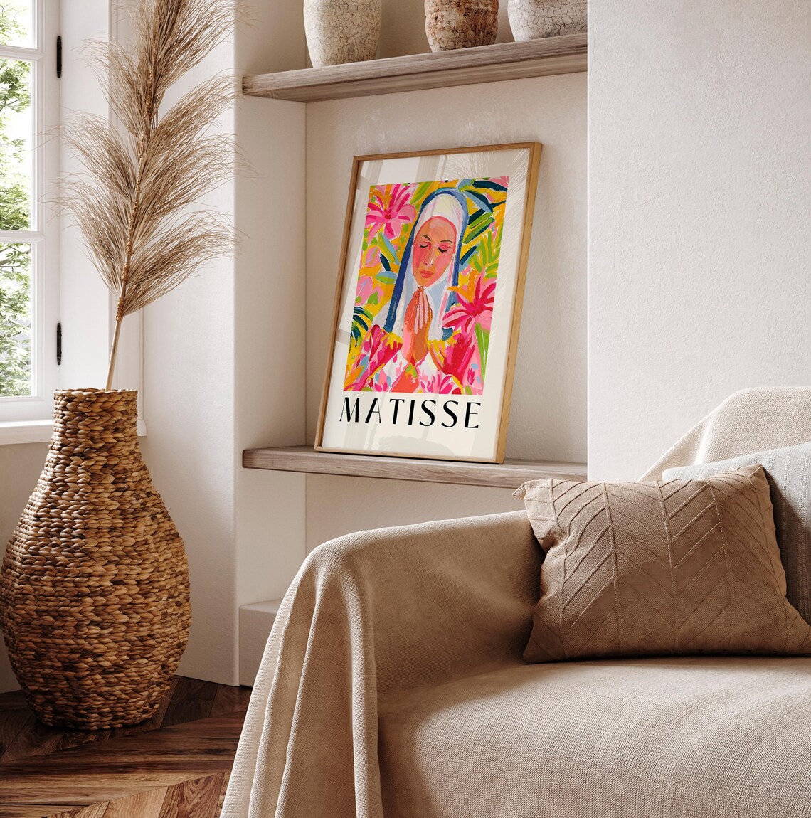 Praying Nun Christian Art Print, Matisse-Inspired - Image 2