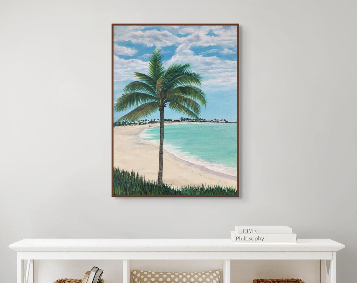 Tropical Palm Tree White Sand Beach Turquoise Ocean Summer Poster - Image 2