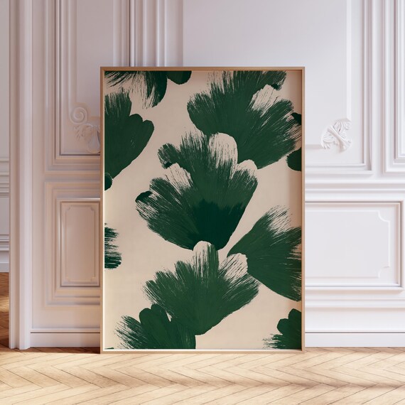 Sage Green Botanical Print Midcentury Modern Abstract Art Pdf Jpg