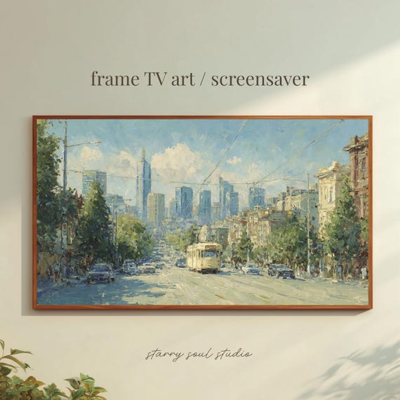Melbourne Cityscape Impressionistic Oil Painting Samsung Frame Tv Art 4k Tv25094