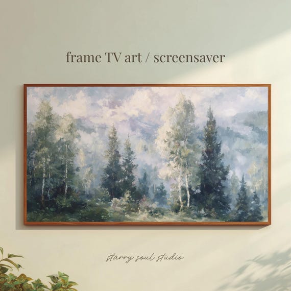 Foggy Forest Frame Tv Art Vintage Oil Painting Desktop Wallpaper 4k Tv25129