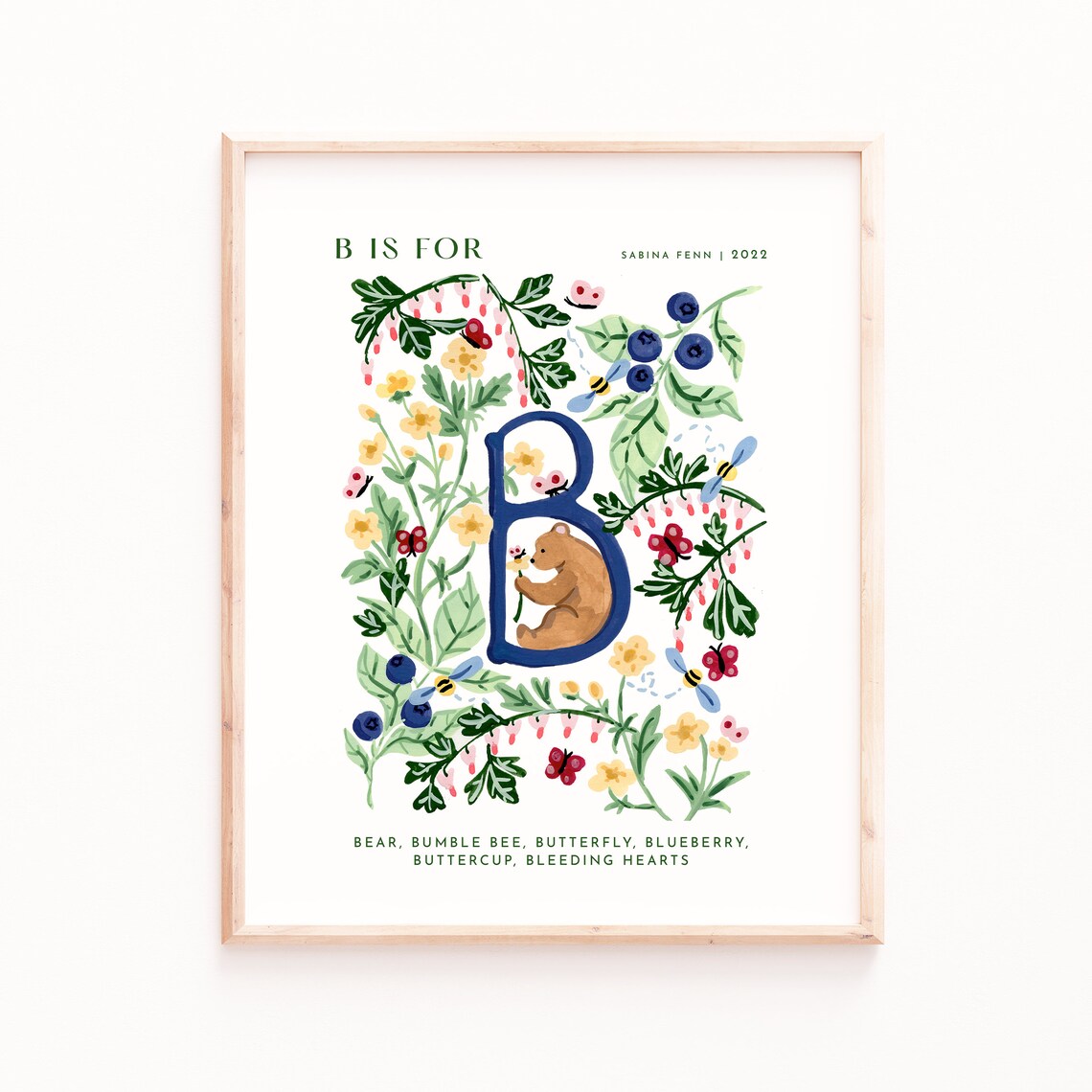 Monogram B Art Print, Nursery Alphabet Decor