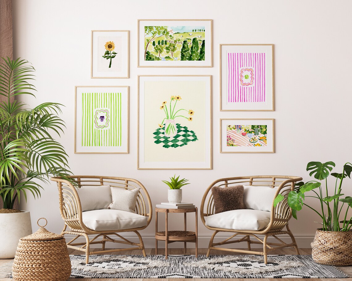 Tennis Print, Pink Striped Modern Retro Art Print - Image 3