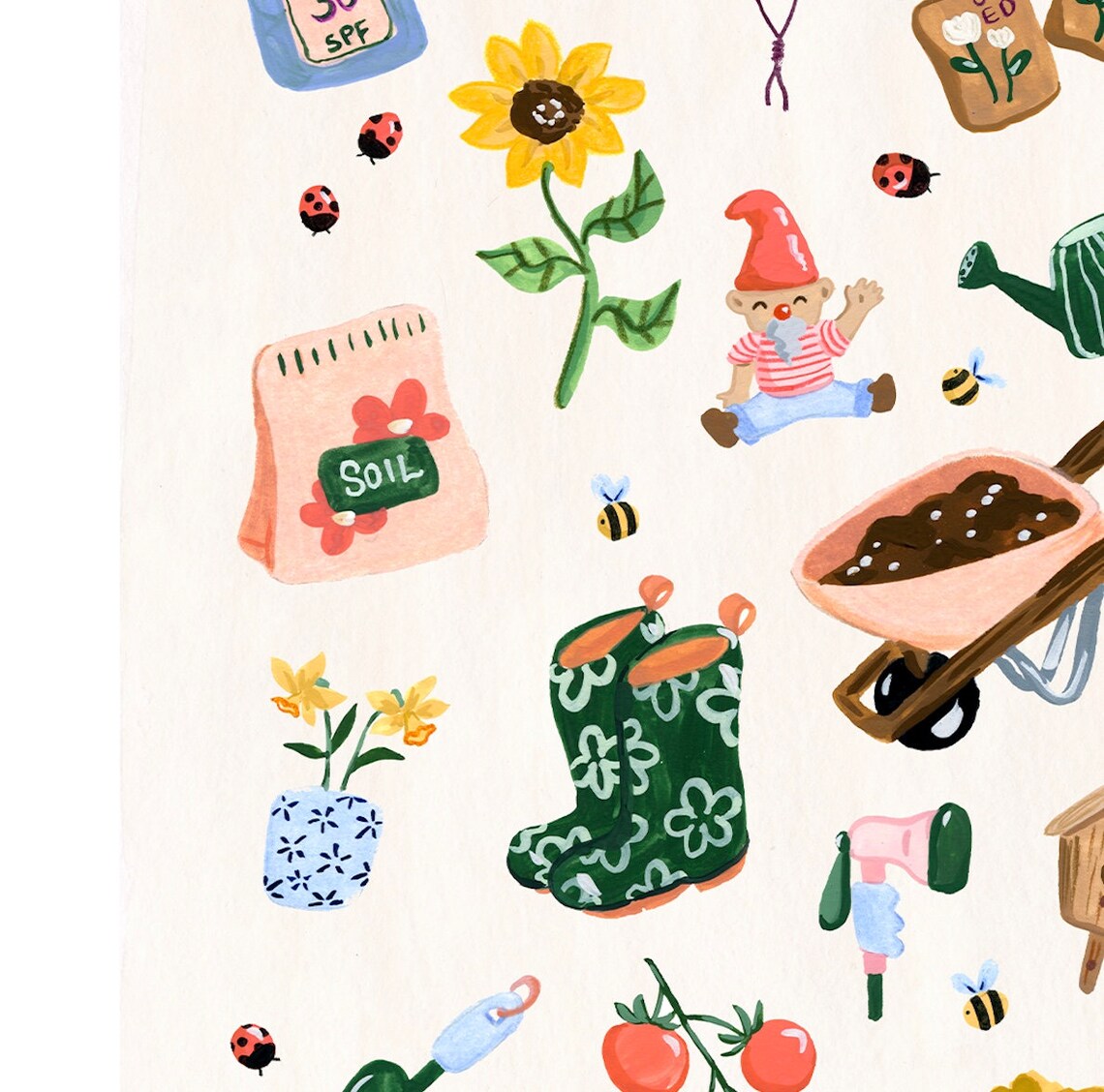 In The Garden Gnome Illustration Art Print - Image 3