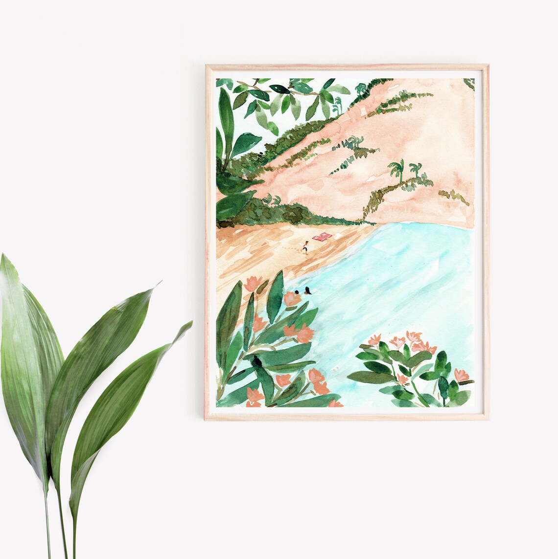 Beach Day Watercolour Surfing Tropical Poster - Image 3