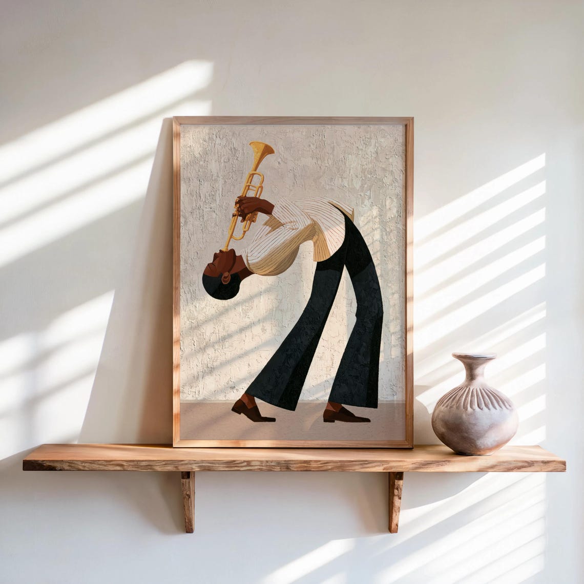 Jazz Trumpet Player Print Retro African American Musician Wall Art Afrocentric Mid Century Modern Decor Moody Black Culture Painting - Image 3