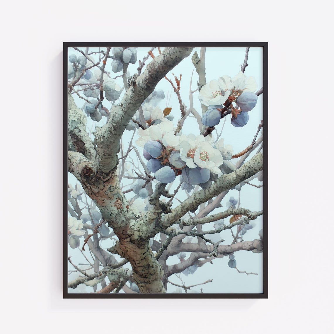 White Blossom Branches Delicate Spring Floral Botanical Print
