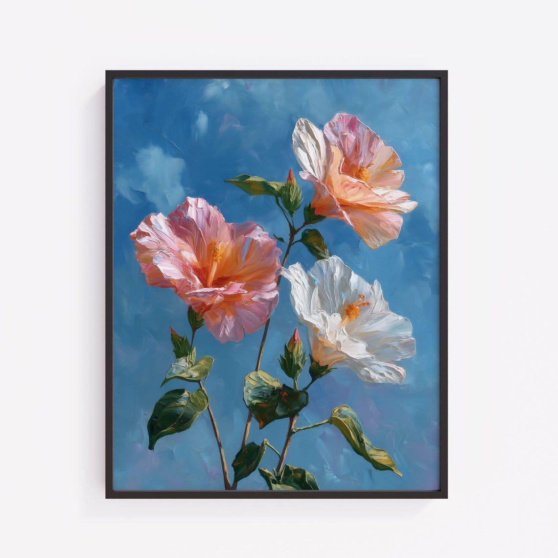 Hibiscus Floral Art Print Vintage Botanical Painting V197