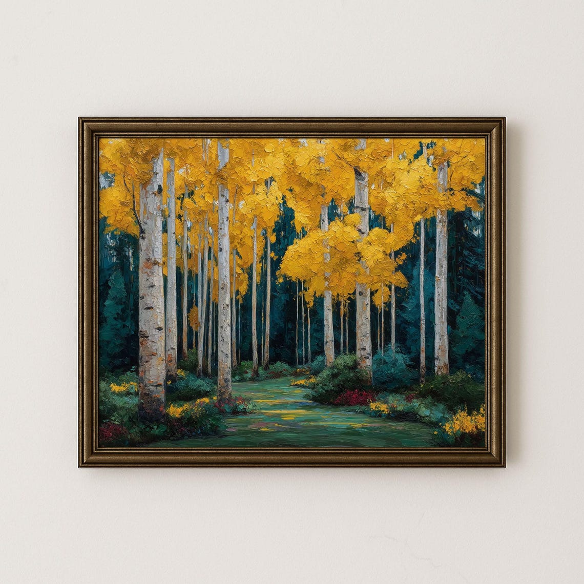 Aspen Grove Autumn Print Vintage Fall Landscape H120