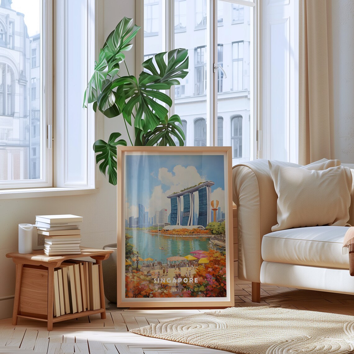 Singapore Southeast Asia Marina Bay Skyline Hotel Travel Poster - Image 2