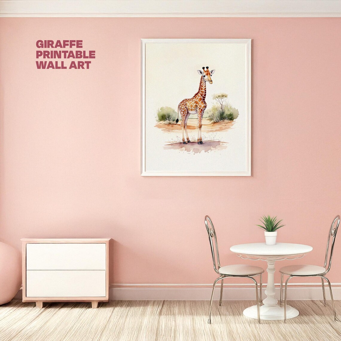 Sweet Baby Giraffe Watercolor Safari Nursery Decorative Wall Art - Image 3