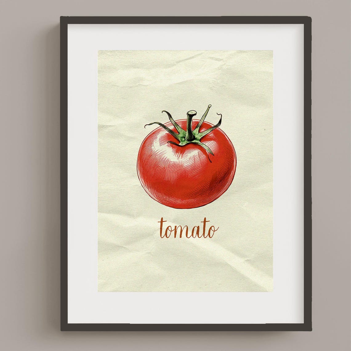 Tomato Botanical Illustration with Script Lettering Kitchen Art Poster - Image 3
