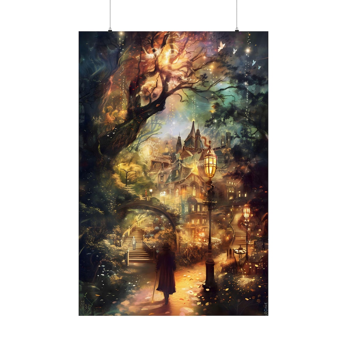 Walking To A Magic House Poster, Whimsical Fantasy Castle