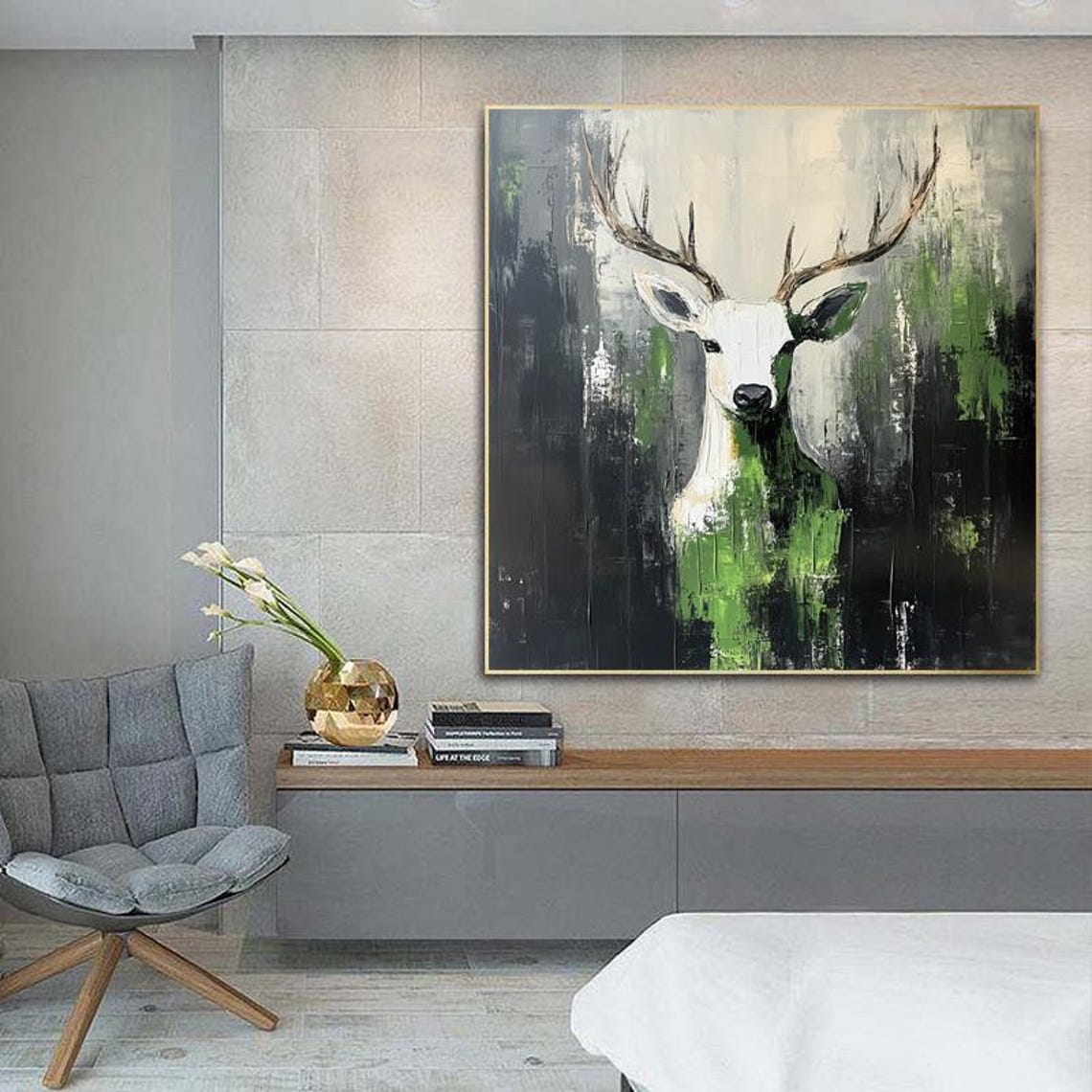 Abstract Deer Stag Portrait Dark Moody Background Wildlife Poster - Image 2