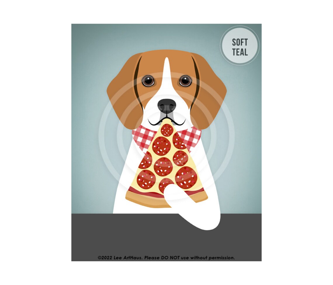 Beagle Dog Giant Pepperoni Pizza Slice Checkered Scarf Foodie Poster - Image 4