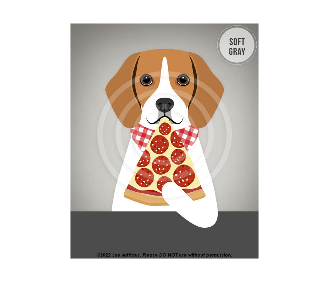 Beagle Dog Giant Pepperoni Pizza Slice Checkered Scarf Foodie Poster - Image 3